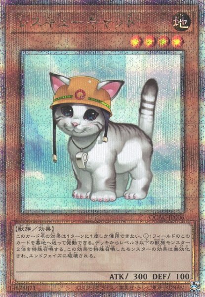 画像1: 【遊戯】レスキューキャット(通常イラスト)【クォーターセンチュリーシークレット/効果】QCAC-JP006 (1)